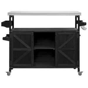 English Elm K&K Outdoor Kitchen Island Rolling Bar Cart with 1.2" 201 Stainless Top, Lockable Wheels, Spice Rack N707P235043B