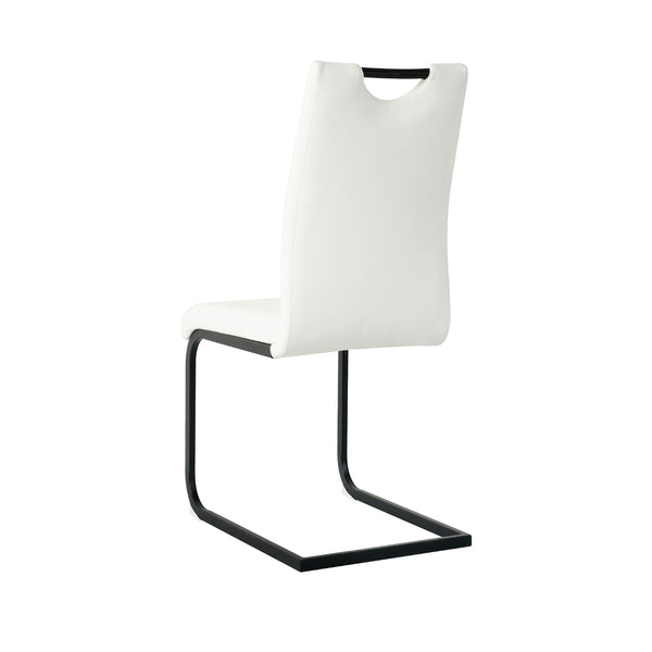English Elm Modern White Pu Leather Dining Chairs with Black Metal Legs Ergonomic Set of 2 White Pu W210P199101