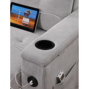 English Elm Woven Fabric Reversible Sleeper Sectional Sofa With Storage Chaise & Usb Ports For Modern Living B016S00042-GIGA