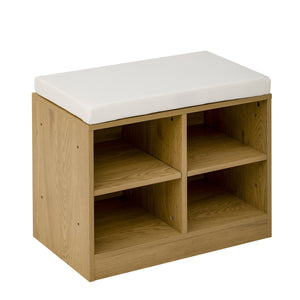 English Elm U_style Entryway Console Set with Wavy Doors Cushioned Bench and Adjustable Shoe Storage N711P345166O