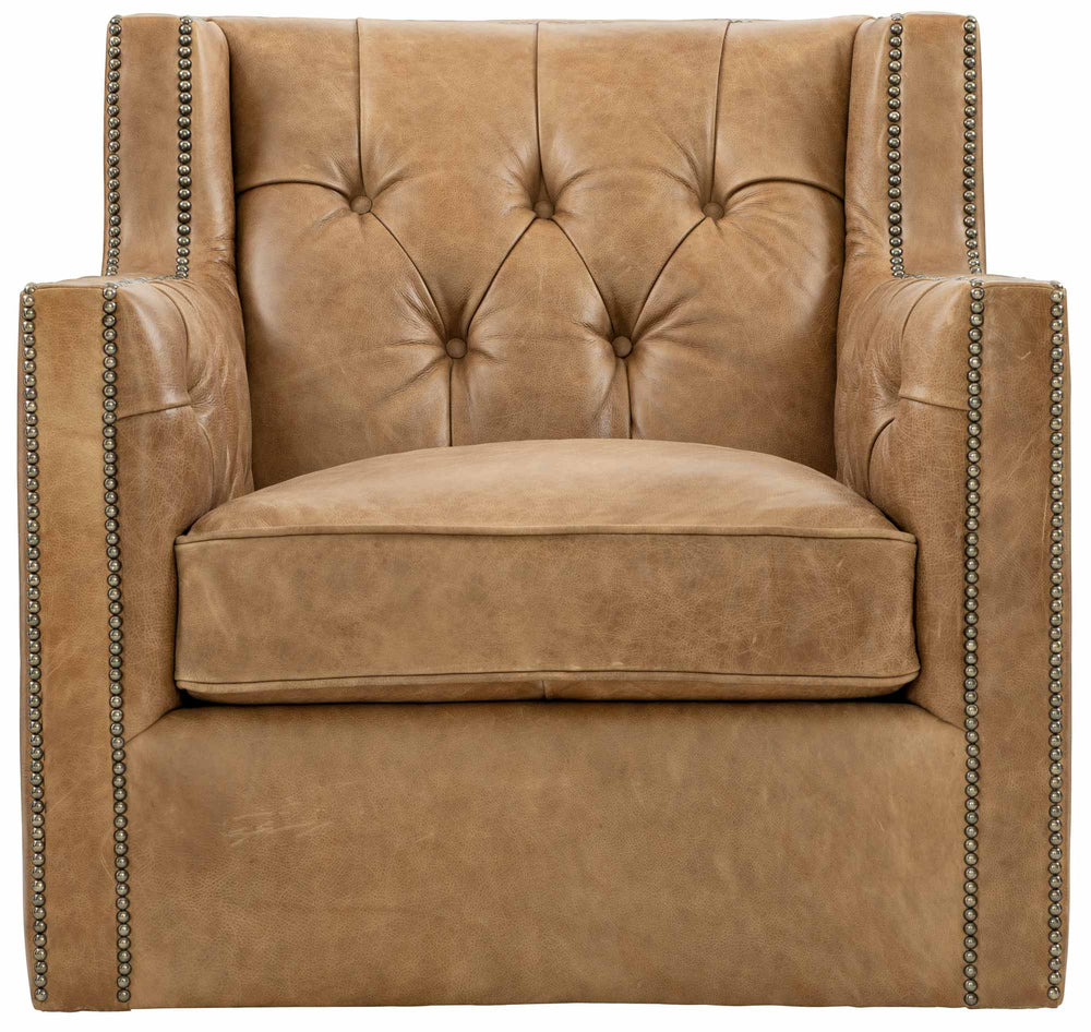 Bernhardt Bernhardt Candace Top-Grain Leather Swivel Chair With Tufted Back, Nailhead Trim & 360° Comfort 727SLFO