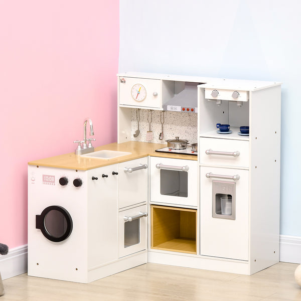 English Elm Qaba Wooden Corner Play Kitchen Set with Sound Effects Nine Appliances Ages 3 to 6 W2225P229196