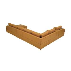 English Elm Large Square Arm Leather Match Modular Sectional for Open Concept Living Rooms Ginger B2748S00134