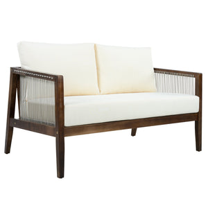 English Elm Outdoor Acacia Wood Chat Set with Woven Rope Panels and Beige Cushions for Patio N768P408130D_2_N768P408131D