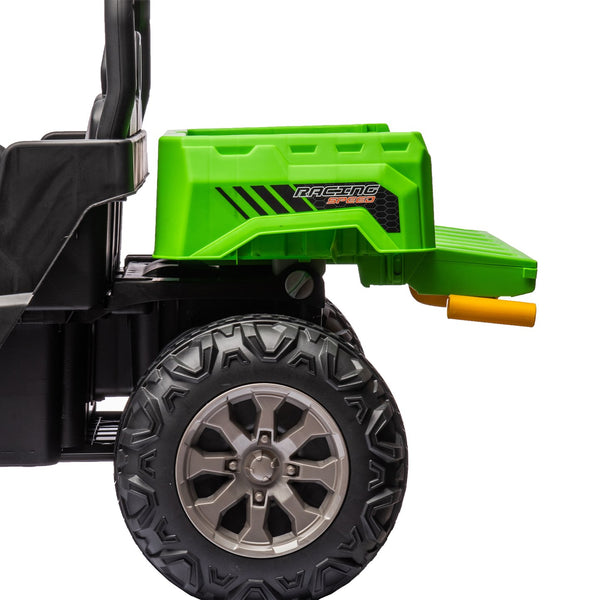 English Elm 24v Kids Ride on Dump Truck Two Seat Electric Utv with Tilting Bed and Remote Control Green W1578P188523
