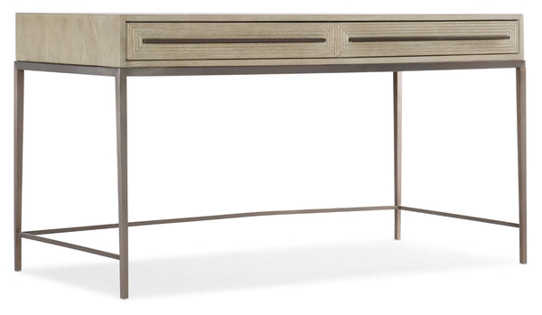 Hooker Furniture Cascade Terrain Oak Writing Desk With Reeded Drawers, Champagne Metal Base & Flexible Storage Options 6120-10458-80