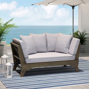 English Elm Christopher Knight Home® - Expandable Daybed With Cushions - Versatile Acacia Wood Outdoor Sofa, Adjustable Armrests & Modern Style 69489.00GRY