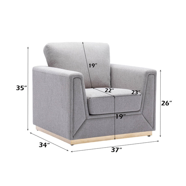 English Elm Valin Gray Linen 3Pc Living Room Set — Modern Sofa Loveseat Chair, Pocket Coil Seats, Durable Frame B2726S00429