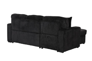 English Elm Plush Sectional Sofa With Pull-Out Sleeper - Luxurious Black Velvet, Reversible Chaise & Storage B009S01778-GIGA