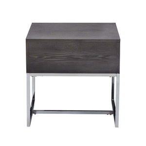 English Elm Grey Oak End Table With Chrome Sled Base - Stylish Modern Storage Solution For Living Room Elegance B062P189217