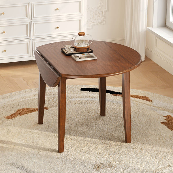 English Elm Extendable Round Dining Table Folding Mdf Top Rubberwood Legs Small Space Apartment Brown N752P405933D