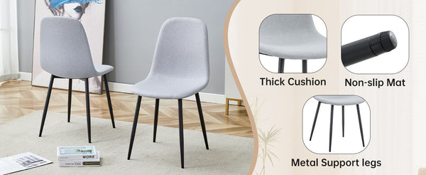 English Elm Table and Chair Set Round Tempered Glass Top with X Base and Four Pu Leather Seats Black,Light Gray W1151S04379