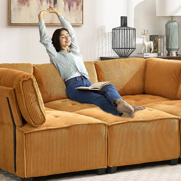 English Elm United We Win U-Shaped Modular Sectional Sofa With Reversible Chaise For Modern Living Spaces W1568S00158-GIGA