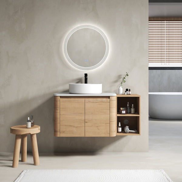 English Elm 42'' Wall-Mounted Bathroom Vanity With Ceramic Sink, Soft-Close Doors & Ample Storage For Modern Style W999S00412