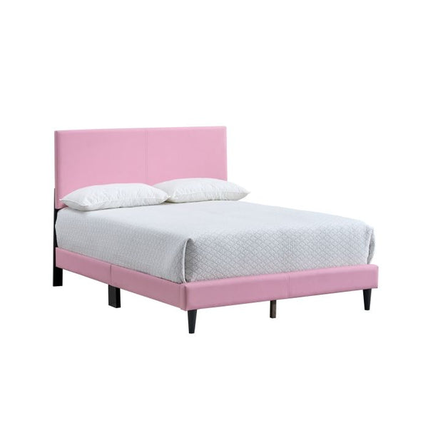 English Elm Baron Full Bed Frame with Faux Leather Upholstery, Slat Support, Adjustable Headboard Height, Fits 7–13" Pink 26.37 L x 60.39 W x 7.28 H B078P380176