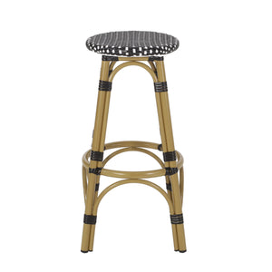 English Elm Outdoor Tropical Pe Rattan Backless Barstools Aluminum Frame Poolside Set of 2 72607.00BLK