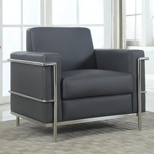 English Elm Executive Faux Leather Club Chair with Polished Chrome Frame for Modern Living Spaces Light Gray B011P439045