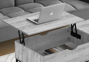 English Elm Coffee Coffee Table with Lift-Top and Hidden Storage, 42" Rectangular Wood-Look Surface & Metal Base Modern Appeal Grey 45 L x 24 W x 5 H B2710P219440