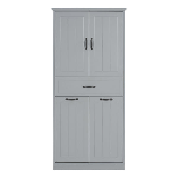 English Elm Christopher Knight Home® - Bathroom Storage Cabinet with Doors Drawer & Dual Laundry Baskets, MDF Build, Adjustable Shelf, Anti-Tip Device Grey N759P243350E