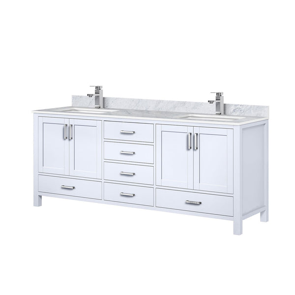 English Elm White 80" Double Bath Vanity with Carrara Marble Top, Soft-Close Drawers, Chrome Faucet Set, Durable B2731P259121