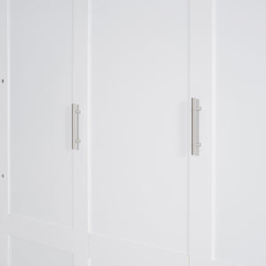English Elm Queen Murphy Bed with Linen Cushion Sofa Folds Flat for Studio or Guest Room White LP000891AAK-1