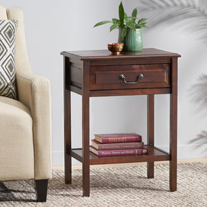 English Elm Christopher Knight Home® - End Table - Classic Brown Rubber Wood Design With Storage Drawer And Lower Shelf For Versatile Use N771P269301W