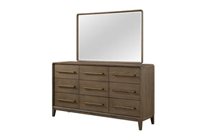 English Elm 9-Drawer Solid Wood Dresser in Latte Brown with Felt & Cedar Lined Drawers, Ball Bearing Guides B2699P346313