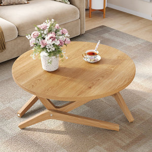 English Elm Round Solid Rubberwood Adjustable Height Coffee Cocktail Table for Modern Living Rooms N735P369877N