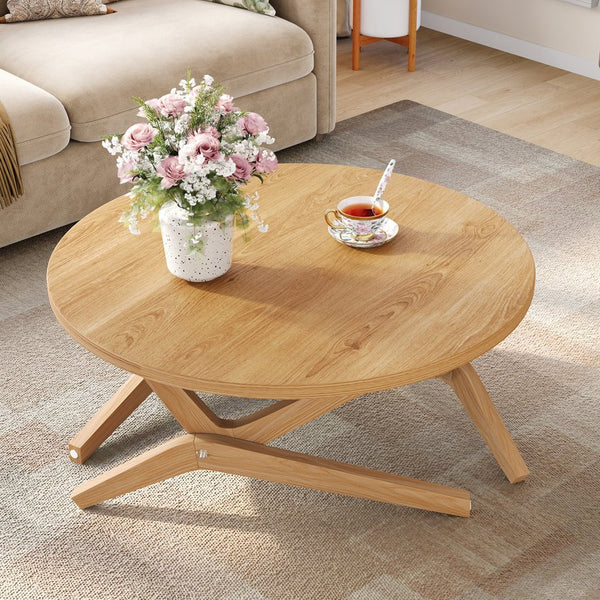 English Elm Round Solid Rubberwood Adjustable Height Coffee Cocktail Table for Modern Living Rooms N735P369877N