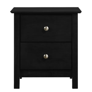 English Elm Doviin Black 2-Drawer Nightstand With Metal Pull Knob