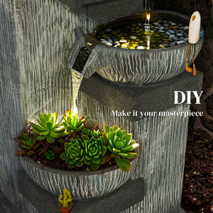 English Elm Outsunny 4-tier Resin Cascading Bowl Waterfall Fountain with Led Lights for Patio W2225P485602
