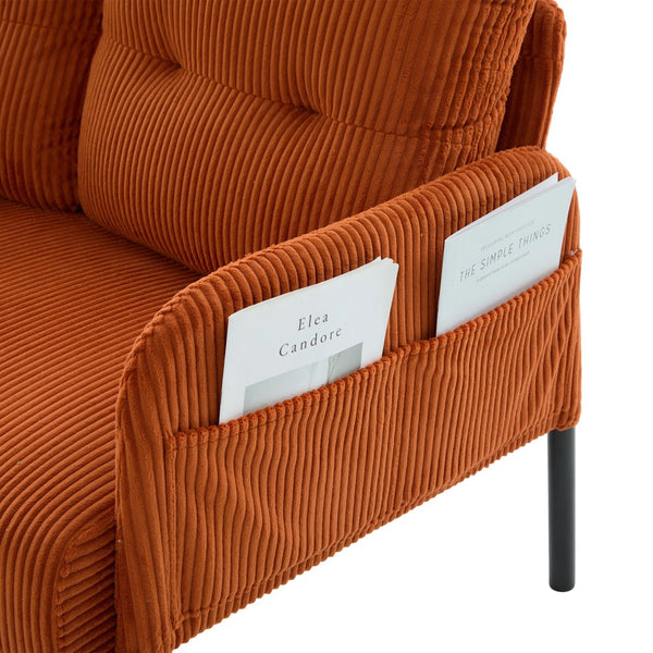 English Elm United We Win Corduroy Loveseat Plush Ergonomic Sofa with Spring Support Metal Legs Orange W1568P410045
