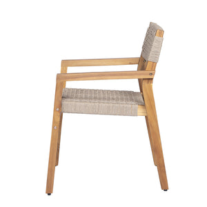 English Elm Christopher Knight Home® - Outdoor Rope Woven Acacia Dining Chair Set with Breathable Backrest and Durable Weather‑Resistant Wood Teak 39.5 L x 24.25 W x 10.25 H N776P247440T
