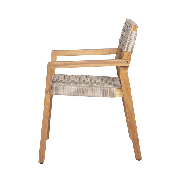 English Elm Christopher Knight Home® - Outdoor Rope Woven Acacia Dining Chair Set with Breathable Backrest and Durable Weather‑Resistant Wood Teak 39.5 L x 24.25 W x 10.25 H N776P247440T