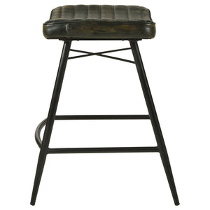 English Elm Ridgeway Channel Tufted Leather Backless Counter Stools Set of 2 for Kitchen Island Espresso B062P440315