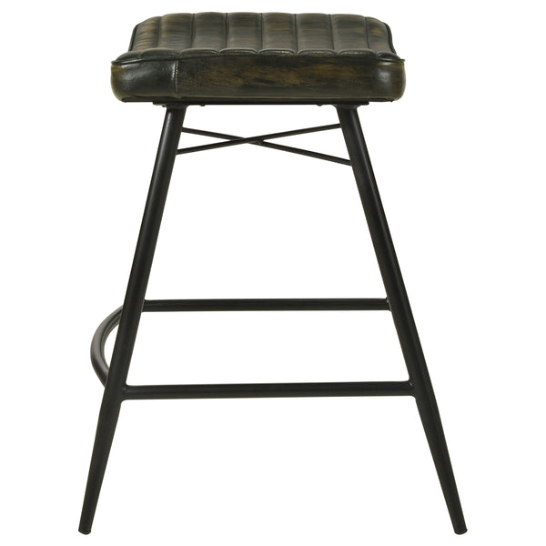English Elm Ridgeway Channel Tufted Leather Backless Counter Stools Set of 2 for Kitchen Island Espresso B062P440315