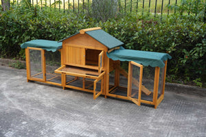 English Elm 45 Inch Solid Wood Outdoor Dog House with Elevated Floor and Waterproof Insulated Roof W1431P388072