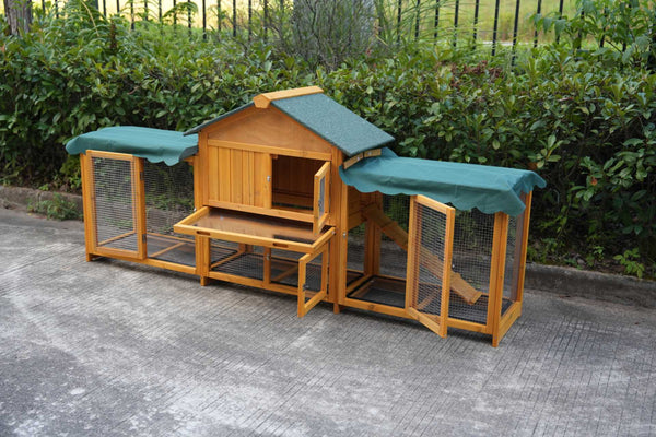 English Elm 45 Inch Solid Wood Outdoor Dog House with Elevated Floor and Waterproof Insulated Roof W1431P388072