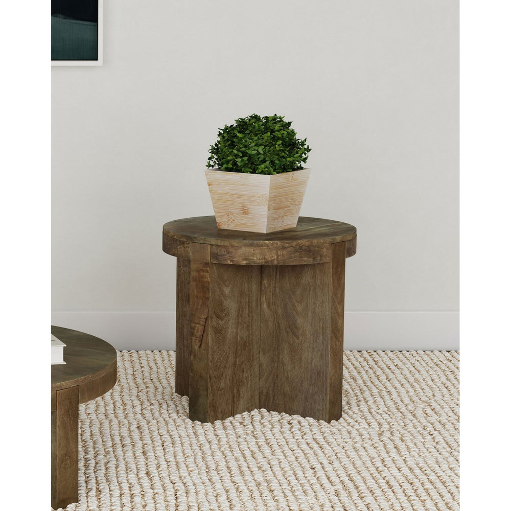 English Elm Alexander Brown Round Mango Wood End Table - Stylish & Versatile Accent Table For Any Space B062P299798