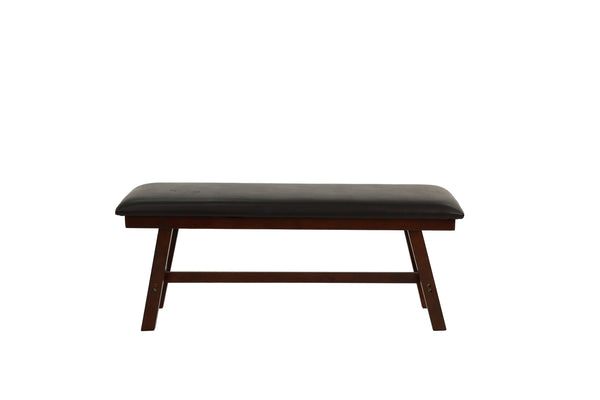 English Elm Dark Dark Walnut Finish 48" Wood Framed Dining Bench 1pc - Faux Leather Cushion, Solid Birch Veneer B011P192195