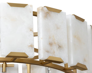 Sunpan Rovira Chandelier – Stunning Alabaster & Gold Iron Design for Elegant Ambient Lighting in Any Space