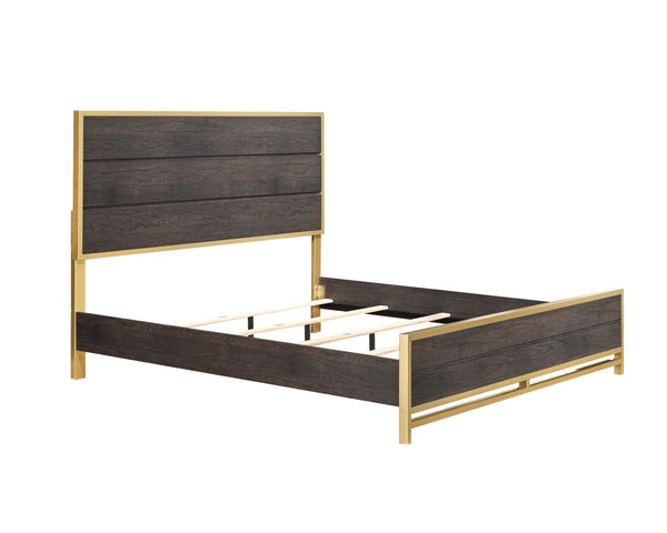 English Elm 1Pc Contemporary Queen Bed - Sleek Linear Design With Striking Headboard & Rich Wood Tones B2741S00381