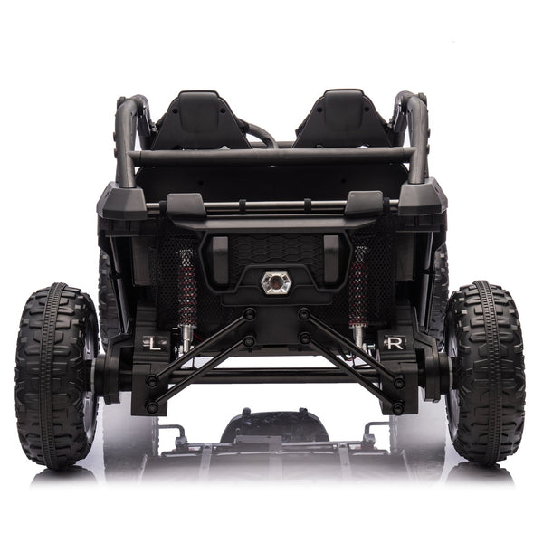 English Elm 24v Two Seater Kids Utv with Parental Remote Dual Motors Four Wheel Suspension Led Black W1578P198431