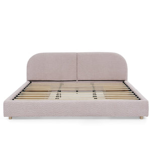 English Elm King Upholstered Storage Bed Curved Headboard Circle Yarn Fabric Modern Minimalist Frame Pink W487S00472
