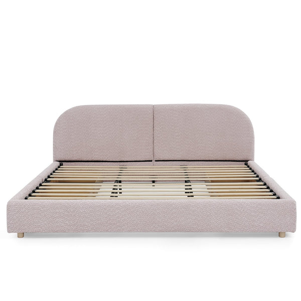 English Elm King Upholstered Storage Bed Curved Headboard Circle Yarn Fabric Modern Minimalist Frame Pink W487S00472
