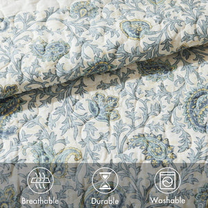 English Elm 6 Madison Park Dawn Cotton Percale Reversible Quilt Set with Paisley Pintuck, Lace Trim, Pillows, Full/Queen Aqua 17.72 L x 22.83 W x 8.66 H B035129022