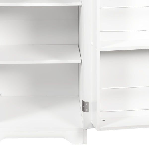 English Elm Laundry Cabinet with Tilt-Out Hamper, Adjustable Shelves & Doors, Freestanding White Storage Unit W331P280824