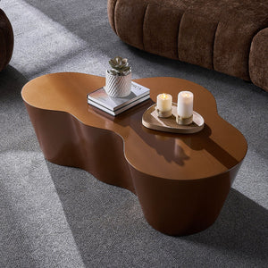 English Elm 50 Inch Sculptural Fiberglass Coffee Table Ready to Use Focal Point for Modern Living Rooms Brown W876P452390