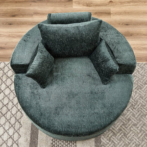 English Elm 55''L Chenille sponge single sofa sleeper chair — no assembly, ultra-soft chenille, plush backrest pillow comfort for living room relaxation Green W834P221025