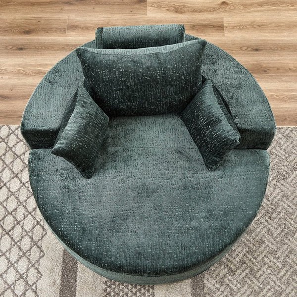English Elm 55''L Chenille sponge single sofa sleeper chair — no assembly, ultra-soft chenille, plush backrest pillow comfort for living room relaxation Green W834P221025